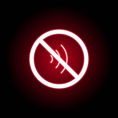 Kırmızı neon stilinde yasak ses simgesi. Web, logo, mobil uygulama, Ui, Ux için kullanılabilir 