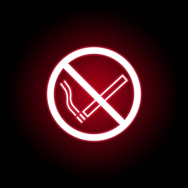 빨간 네온 스타일의 금지 된 연기 아이콘. 웹, 로고, 모바일 앱, Ui, Ux에 사용할 수 있습니다. — 스톡 벡터