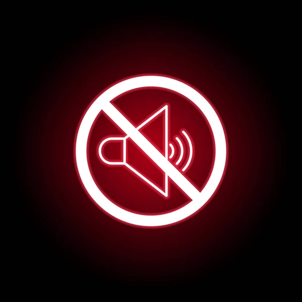 Forbidden sound icon in red neon style. Can be used for web, logo, mobile app, UI, UX — Stock Vector