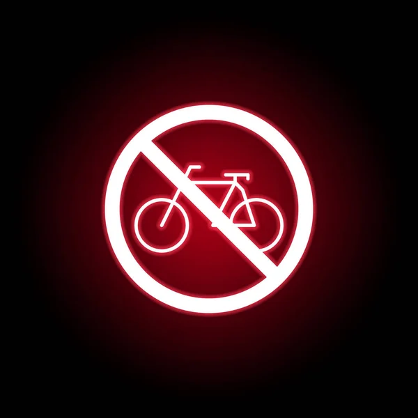 赤ネオンスタイルの禁断の自転車アイコン。ウェブ、ロゴ、モバイルアプリ、Ui、Uxに使用することができます — ストックベクタ