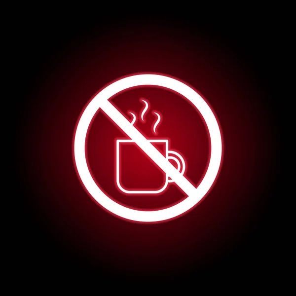 Icono de copa prohibida en estilo neón rojo. Puede ser utilizado para web, logotipo, aplicación móvil, interfaz de usuario, UX — Vector de stock