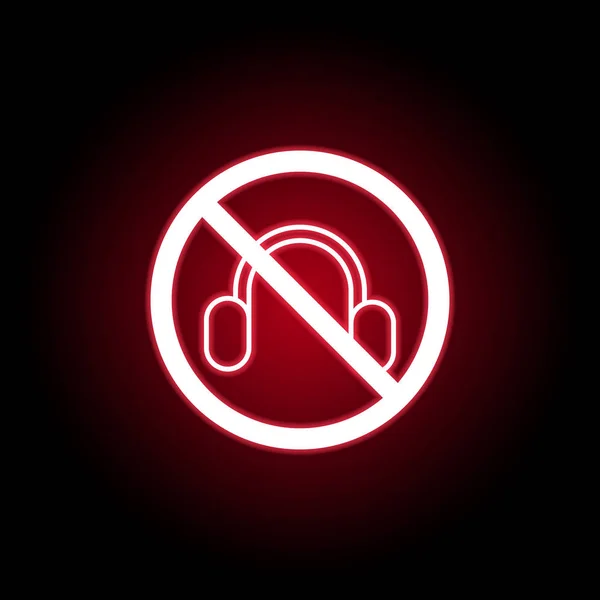 Verbotene Kopfhörer-Ikone in rotem Neon-Stil. kann für Web, Logo, mobile App, ui, ux verwendet werden — Stockvektor