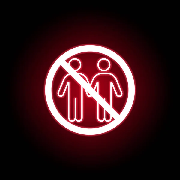 Забороняється утримувати руки 2 людини значок в червоному стилі неон. Може бути використаний для Web, логотип, мобільний додаток, UI, UX — стоковий вектор