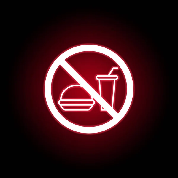Kırmızı neon tarzı yasak fast food simgesi. Web, logo, mobil uygulama, Ui, Ux için kullanılabilir 