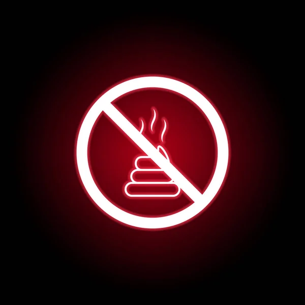 Verbotene Scheiß-Ikone im roten Neon-Stil. kann für Web, Logo, mobile App, ui, ux verwendet werden — Stockvektor