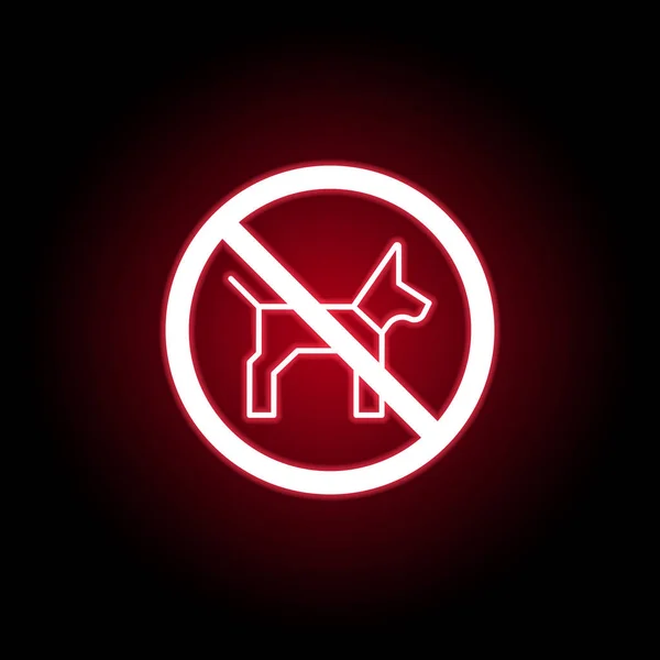 Tiltott kutya ikon piros neon stílusban. Használható webes, logó, mobil alkalmazás, UI, UX — Stock Vector