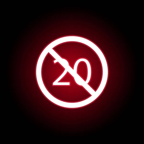 Kırmızı neon tarzı yasak 20 yaş simgesi. Web, logo, mobil uygulama, Ui, Ux için kullanılabilir — Stok Vektör
