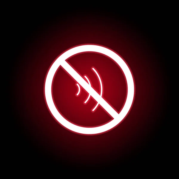 Zakazana ikona dźwięku w czerwonym stylu Neon. Może być używany do Internetu, logo, aplikacja mobilna, UI, UX — Wektor stockowy