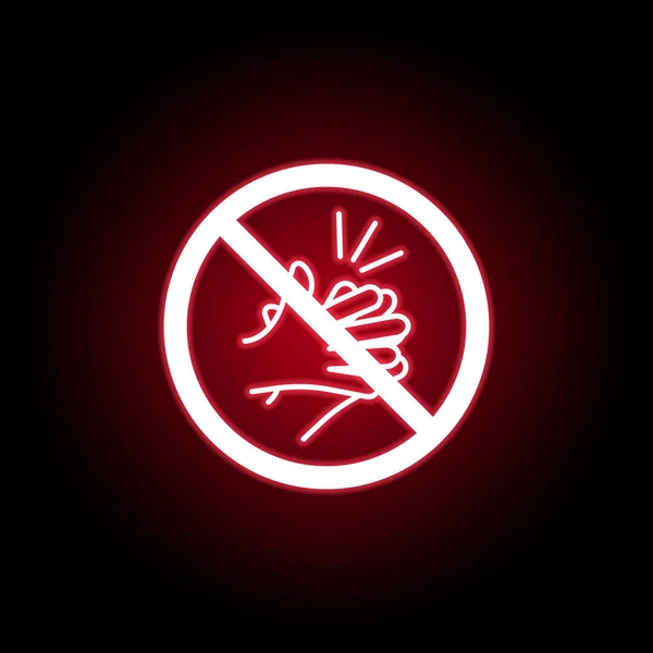 Εικονίδιο απαγορευμένου χειροκροτήματος σε κόκκινο στυλ νέον. Μπορεί να χρησιμοποιηθεί για Web, λογότυπο, εφαρμογή για κινητά, UI, UX — Διανυσματικό Αρχείο