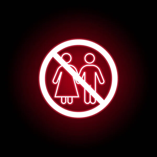 Verboden paar pictogram in rode neon stijl. Kan worden gebruikt voor web, logo, mobiele app, ui, UX — Stockvector