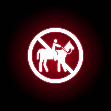 Kırmızı neon tarzı yasak sürme at simgesi. Web, logo, mobil uygulama, Ui, Ux için kullanılabilir 