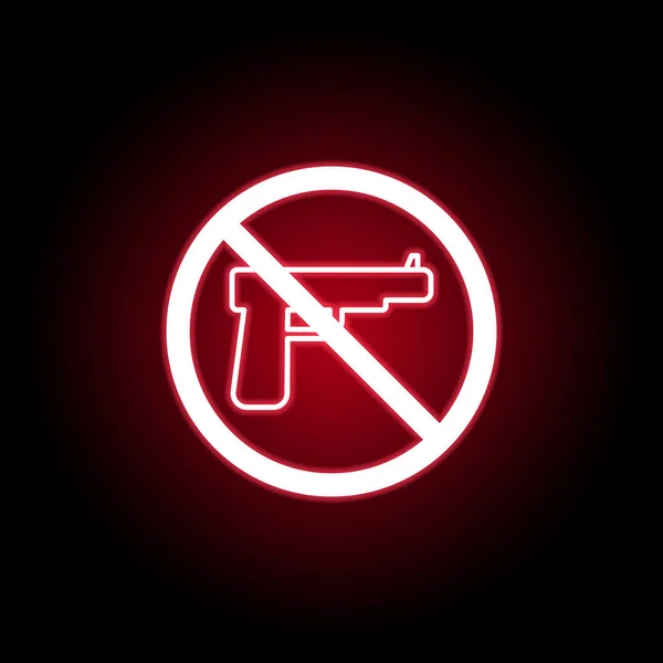 Ícone de arma proibida em estilo néon vermelho. Pode ser usado para web, logotipo, aplicativo móvel, UI, UX — Vetor de Stock