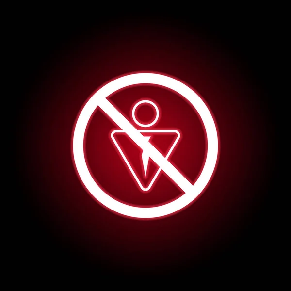 Icono hombre prohibido en estilo neón rojo. Puede ser utilizado para web, logotipo, aplicación móvil, interfaz de usuario, UX — Vector de stock
