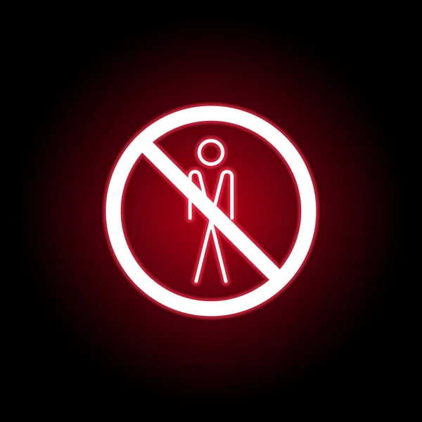 빨간 네온 스타일의 금지 된 남자 아이콘입니다. 웹, 로고, 모바일 앱, Ui, Ux에 사용할 수 있습니다. — 스톡 벡터