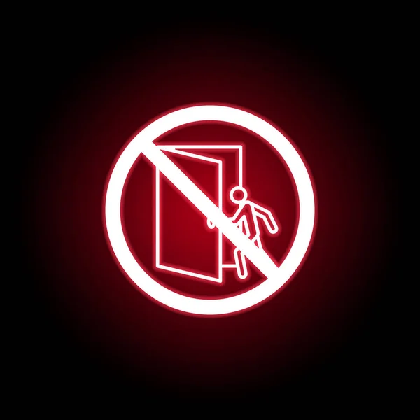 Kırmızı neon tarzı yasak açık kapı simgesi. Web, logo, mobil uygulama, Ui, Ux için kullanılabilir — Stok Vektör