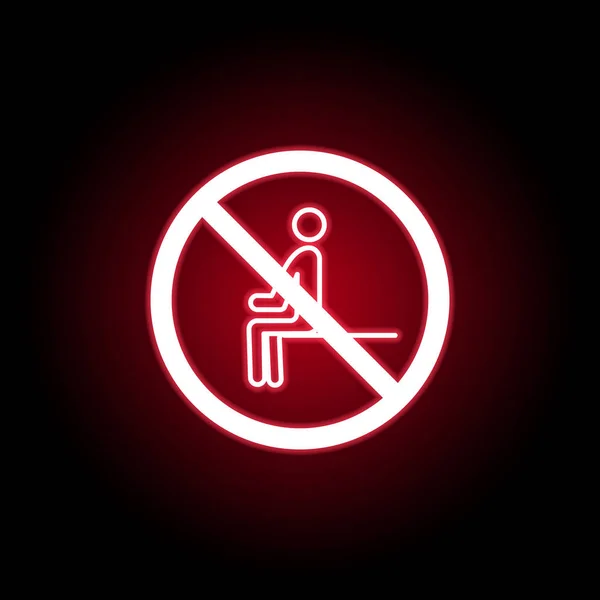 Forbidden sitting icon in red neon style. Can be used for web, logo, mobile app, UI, UX — Stock Vector