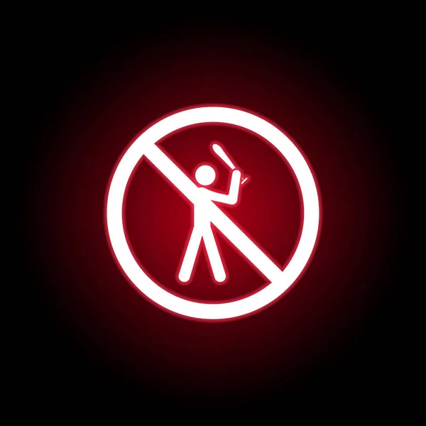 Verbotene Prügel, Mann-Ikone im roten Neon-Stil. kann für Web, Logo, mobile App, ui, ux verwendet werden — Stockvektor