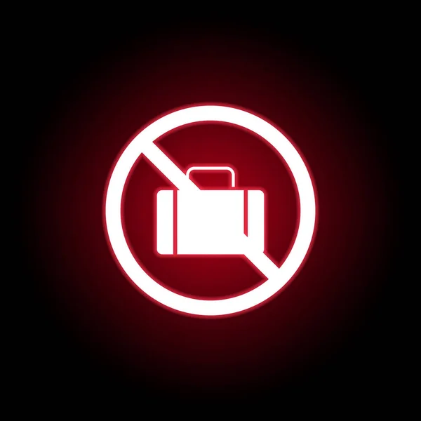 Forbidden bag, suitcase icon in red neon style. Can be used for web, logo, mobile app, UI, UX — Stock Vector