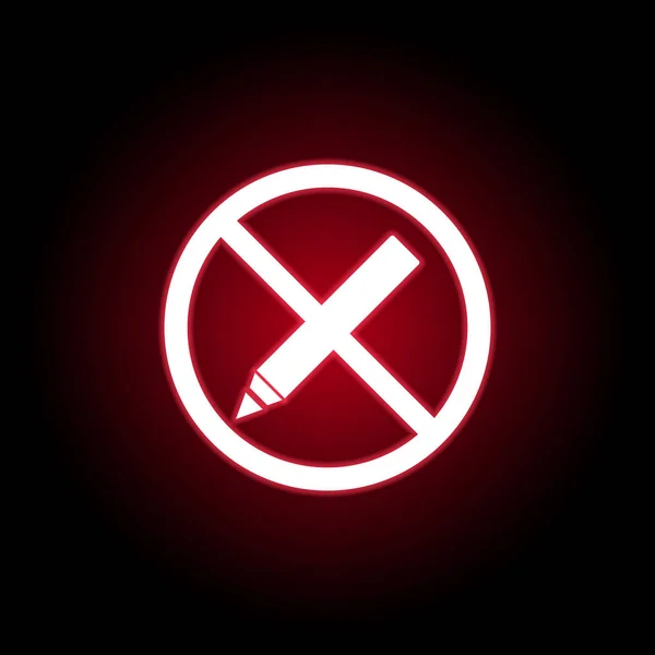 Pluma prohibida, icono de la escritura en estilo de neón rojo. Puede ser utilizado para web, logotipo, aplicación móvil, interfaz de usuario, UX — Archivo Imágenes Vectoriales