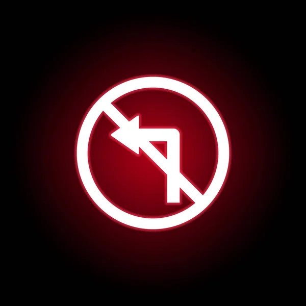 Icono prohibido girar a la izquierda en estilo neón rojo. Puede ser utilizado para web, logotipo, aplicación móvil, interfaz de usuario, UX — Archivo Imágenes Vectoriales