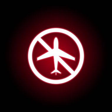 Yasak uçak, kırmızı neon tarzında uçuş simgesi. web, logo, mobil uygulama, Ui, Ux için kullanılabilir 