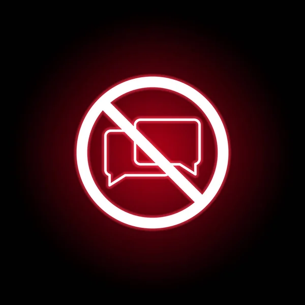 Icono parlante prohibido en estilo neón rojo. se puede utilizar para la web, logotipo, aplicación móvil, interfaz de usuario, UX — Vector de stock