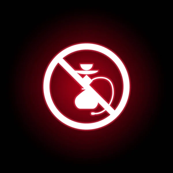 Forbidden hookah icon in red neon style. can be used for web, logo, mobile app, UI, UX — Stock Vector