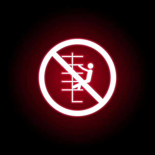 Ícone de escalada proibido em estilo néon vermelho. pode ser usado para web, logotipo, aplicativo móvel, UI, UX — Vetor de Stock