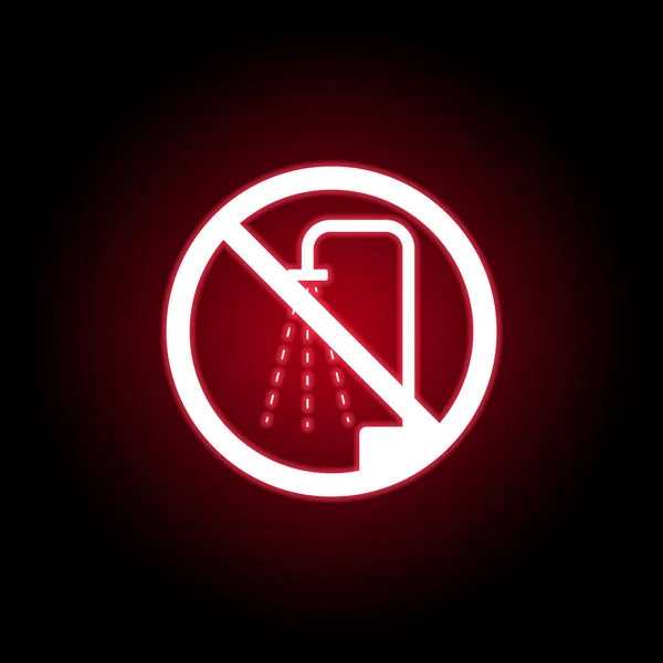 Forbidden shower icon in red neon style. can be used for web, logo, mobile app, UI, UX — Stock Vector