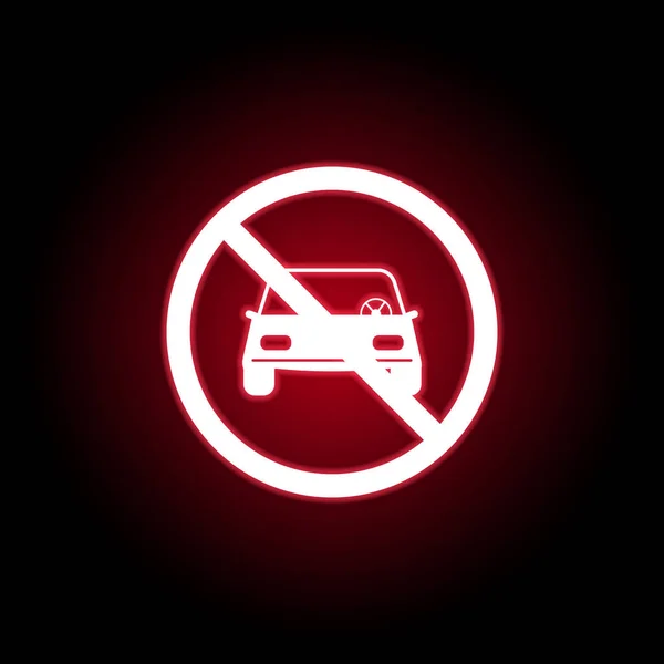 Forbidden car icon in red neon style. can be used for web, logo, mobile app, UI, UX — Stock Vector