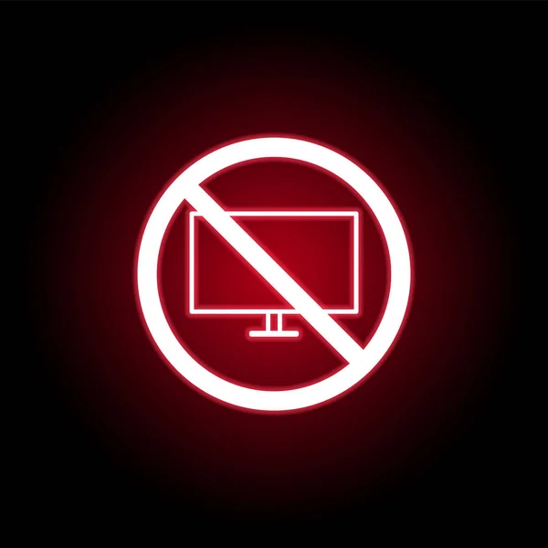 Forbidden television icon in red neon style. can be used for web, logo, mobile app, UI, UX — Stock Vector