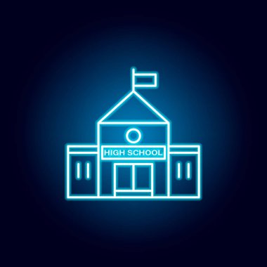 yüksek okul, Kolej, Neon tarzında anahat simgesi inşa. eğitim illüstrasyon çizgisi simgesi öğeleri. işaretler, semboller Web, logo, mobil uygulama, ui, UX için kullanılabilir