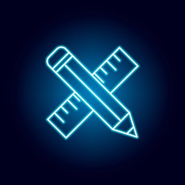 kalem, Neon tarzında cetvel anahat simgesi. eğitim illüstrasyon çizgisi simgesi öğeleri. işaretler, semboller Web, logo, mobil uygulama, ui, UX için kullanılabilir