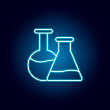 Kimya, Neon tarzında şişeler anahat simgesi. eğitim illüstrasyon çizgisi simgesi öğeleri. işaretler, semboller Web, logo, mobil uygulama, ui, UX için kullanılabilir