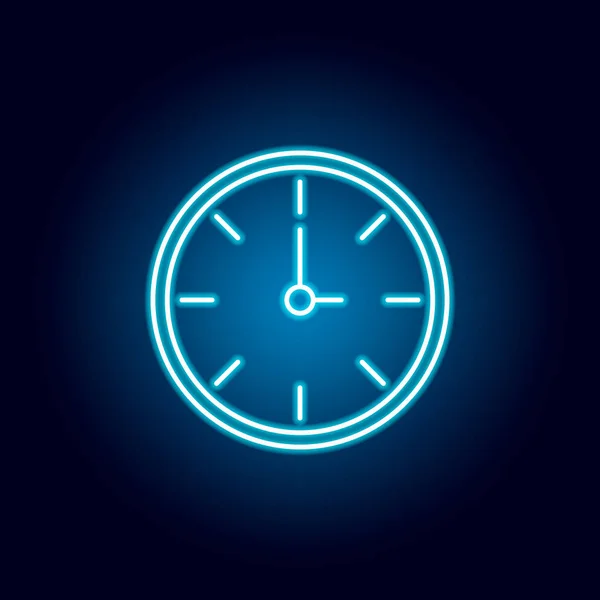 Relógio, ícone de contorno de tempo em estilo neon. elementos da educação ícone da linha de ilustração. sinais, símbolos podem ser usados para web, logotipo, aplicativo móvel, UI, UX —  Vetores de Stock