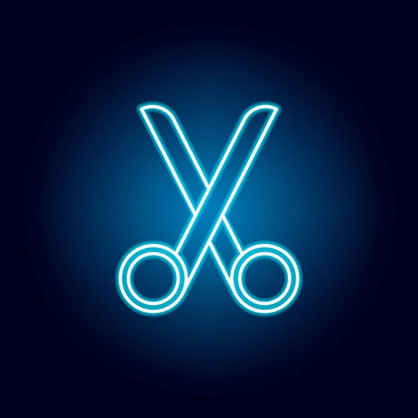 Tesoura, corte ícone esboço no estilo neon. elementos da educação ícone da linha de ilustração. sinais, símbolos podem ser usados para web, logotipo, aplicativo móvel, UI, UX — Vetor de Stock