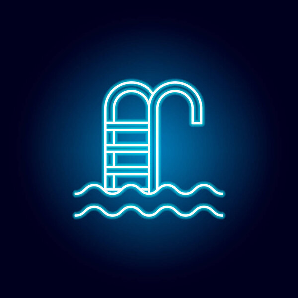 swimming pool, sport outline icon in neon style. elements of education illustration line icon. signs, symbols can be used for web, logo, mobile app, UI, UX