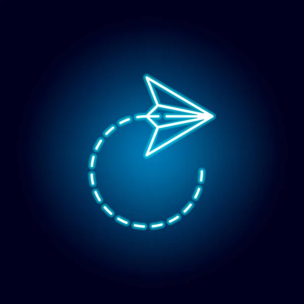 Paper plane outline icon in neon style. elements of education illustration line icon. signs, symbols can be used for web, logo, mobile app, UI, UX — Stok Vektör