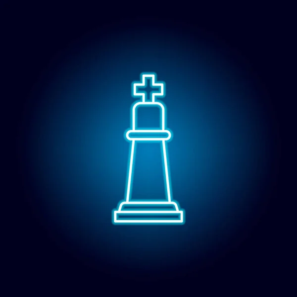 Šachy, král, ikona náustku v neonové stylu. prvky vzdělávání ilustrace ikona čáry. značky, symboly mohou být použity pro web, logo, mobilní aplikace, UI, UX — Stockový vektor