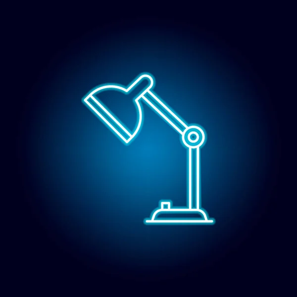 Lâmpada de mesa, ícone de contorno de luz no estilo neon. elementos da educação ícone da linha de ilustração. sinais, símbolos podem ser usados para web, logotipo, aplicativo móvel, UI, UX —  Vetores de Stock