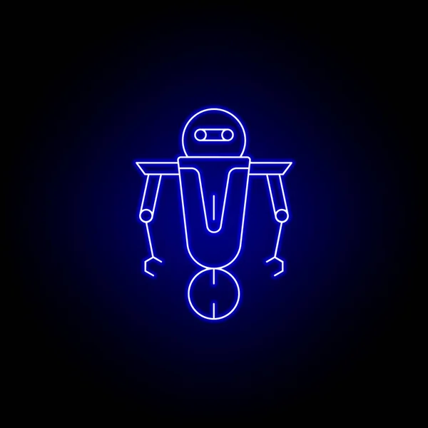 Robot, icône de ligne scout dans le style néon bleu. Signes et symboles peuvent être utilisés pour le web, logo, application mobile, UI, UX — Image vectorielle