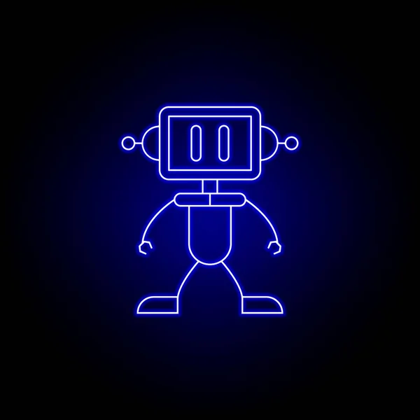 Robot fiú vonal ikon kék neon stílusban. Jeleket és szimbólumokat lehet használni a webes, logó, mobil alkalmazás, UI, UX — Stock Vector