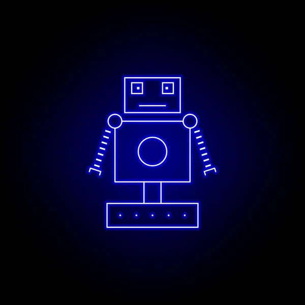 Robot housewife, assistant line icon in blue neon style. Signs and symbols can be used for web, logo, mobile app, UI, UX — Stock Vector