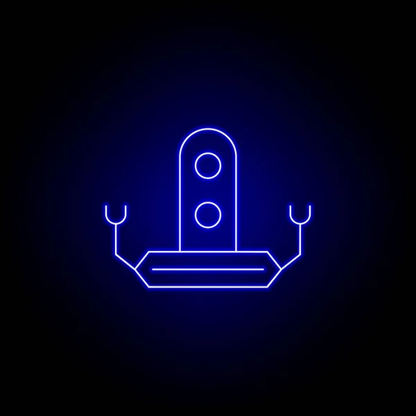 Icono de línea de robot en estilo de neón azul. Los signos y símbolos se pueden utilizar para la web, logotipo, aplicación móvil, interfaz de usuario, UX — Archivo Imágenes Vectoriales