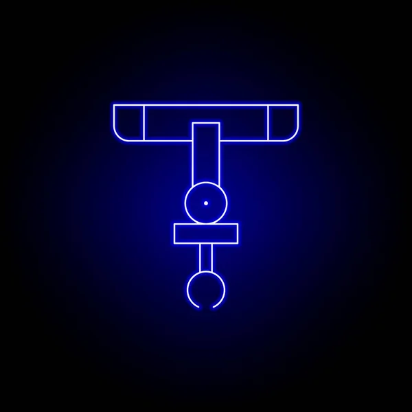 Roboterkran-Liniensymbol im blauen Neon-Stil. Zeichen und Symbole können für Web, Logo, mobile App, ui, ux verwendet werden — Stockvektor