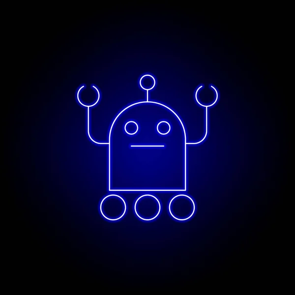 Ikona linii robota w niebieskim stylu Neon. Znaki i symbole mogą być używane do Internetu, logo, aplikacji mobilnej, UI, UX — Wektor stockowy