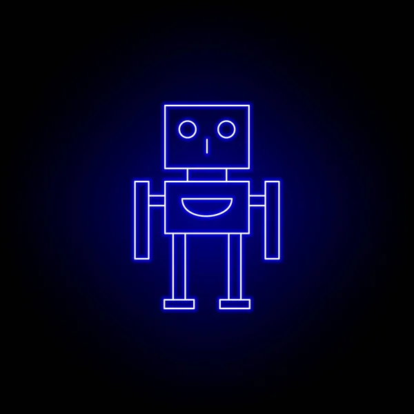 Icône de ligne de robot dans le style néon bleu. Signes et symboles peuvent être utilisés pour le web, logo, application mobile, UI, UX — Image vectorielle