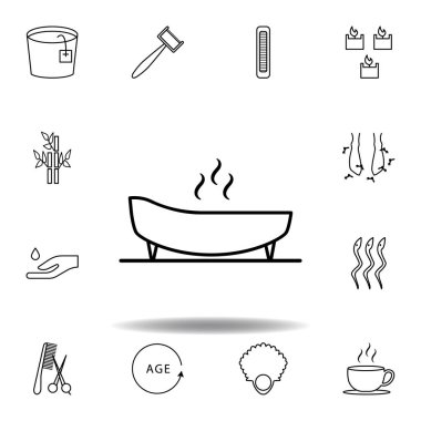 Spa yatağı, Masaj anahat simgesi. Spa ve Relax illüstrasyonları simgesi ayrıntılı kümesi. Web, logo, mobil uygulama, ui, UX için kullanılabilir