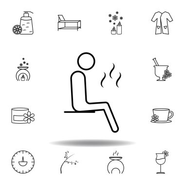 adam sauna anahat simgesi oturuyor. Spa ve Relax illüstrasyonları simgesi ayrıntılı kümesi. Web, logo, mobil uygulama, ui, UX için kullanılabilir