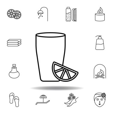 limonata, cam limon dilim anahat simgesi. Spa ve Relax illüstrasyonları simgesi ayrıntılı kümesi. Web, logo, mobil uygulama, ui, UX için kullanılabilir